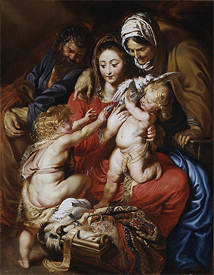 The Holy Family with Saint Elizabeth, Saint John and a Dove, n.d. | Rubens | Gemälde Reproduktion
