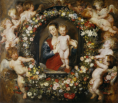 Virgin with a Garland of Flowers,  c.1618/20 | Rubens | Gemälde Reproduktion