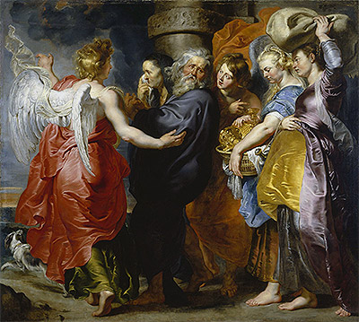 Der Auszug Lots und seiner Familie aus Sodom | Rubens | Gemälde Reproduktion