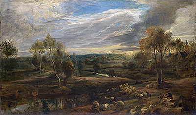 A Landscape with a Shepherd and his Flock, c.1638 | Rubens | Gemälde Reproduktion