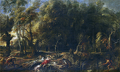 Atalanta and Meleager Hunting the Wild Boar of Calydon, c.1636 | Rubens | Gemälde Reproduktion
