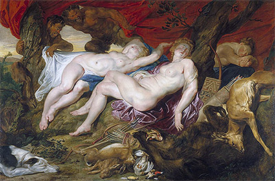 Diana and her Nymphs Spied upon by Satyrs, c.1616 by Rubens | Painting Reproduction