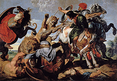 Lion Hunt, c.1616 | Rubens | Painting Reproduction