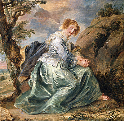 Hagar in the Desert, a.1630 | Rubens | Gemälde Reproduktion