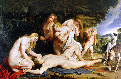The Death of Adonis, c.1614 by Rubens | Painting Reproduction