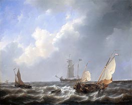 Seelandschaft aus dem Zeeland Waters, in der Nähe der Insel Schouwen, c.1825/27 von Petrus Schotel | Gemälde-Reproduktion