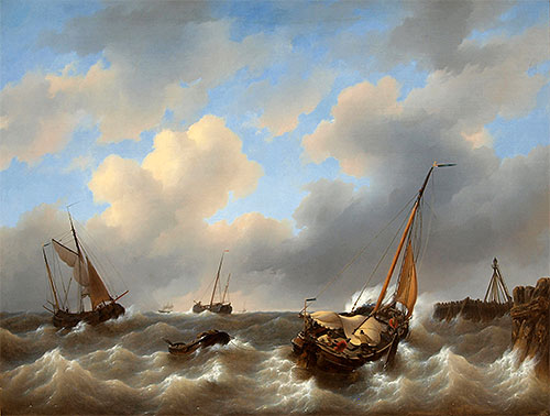 Storm on the Zuiderzee Medemblik, 1840 | Petrus Schotel | Painting Reproduction