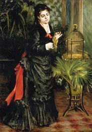 Woman with a Parrot (Henriette Darras), 1871 by Renoir | Painting Reproduction