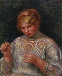 Girl Tatting, c.1906/08 by Renoir | Painting Reproduction