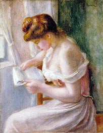 A Girl Reading, 1891 by Renoir | Painting Reproduction