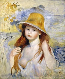 Young Girl with a Straw Hat | Renoir | Painting Reproduction