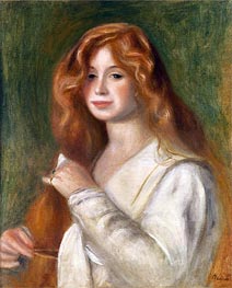 Girl Combing her Hair | Renoir | Painting Reproduction