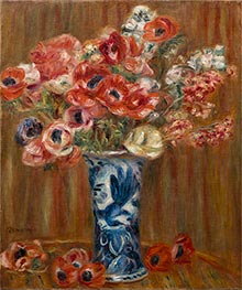 Anemones in a Delft Vase, 1910 by Renoir | Painting Reproduction