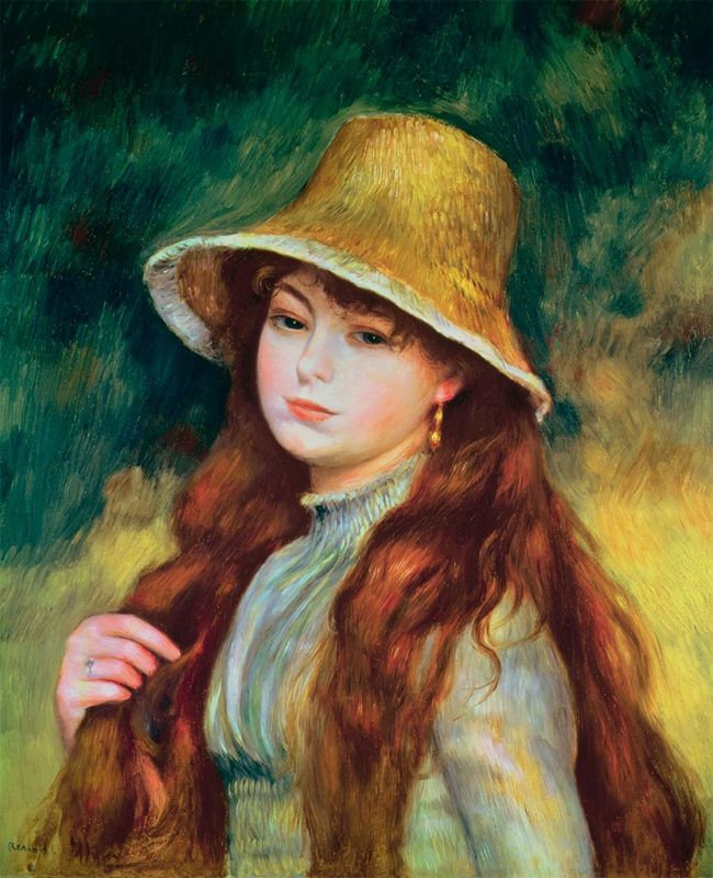 Young Girl in a Straw Hat | Renoir | Painting Reproduction