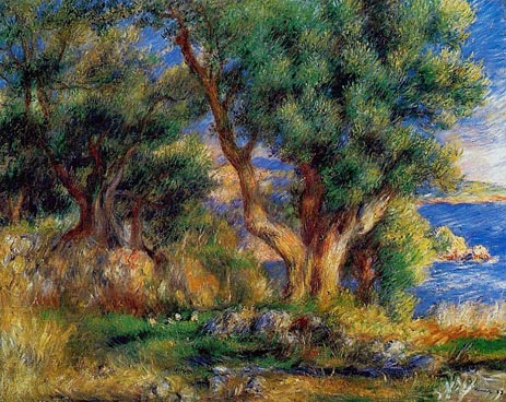 Landschaft an der Küste in der Nähe von Menton, 1883 | Renoir | Gemälde Reproduktion