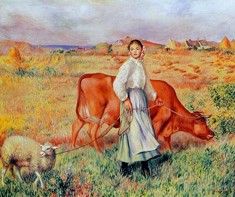 Die Hirtin, die Kuh und das Mutterschaf, c.1886/87 | Renoir | Gemälde Reproduktion
