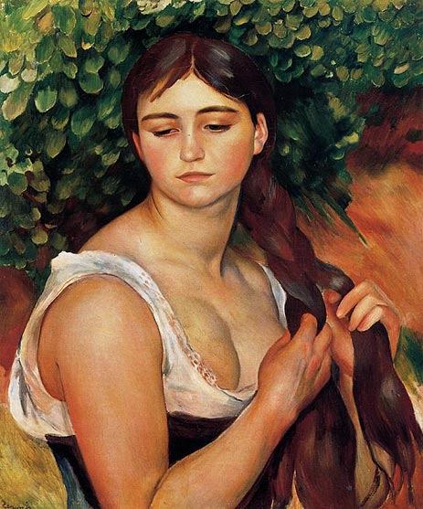 The Braid (Suzanne Valadon), c.1886/87 by Renoir | Painting Reproduction