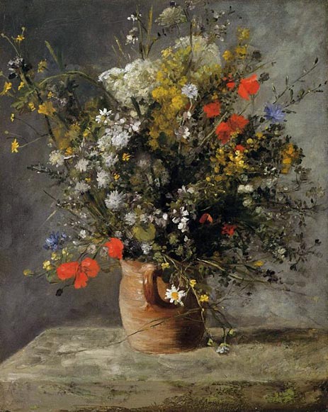 Flowers in a Vase, c.1866 | Renoir | Painting Reproduction