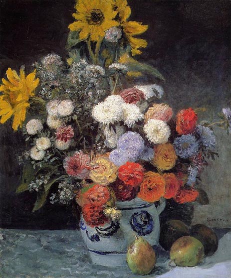 Mixed Flowers in an Earthenware Pot, c.1869 | Renoir | Painting Reproduction
