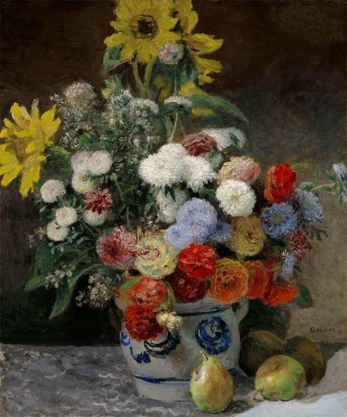 Mixed Flowers in an Earthenware Pot, c.1869 by Renoir | Painting Reproduction