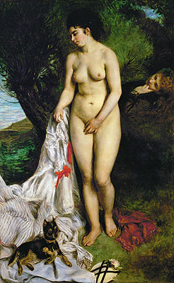 Bather with Griffon Terrier, 1870 by Renoir | Painting Reproduction