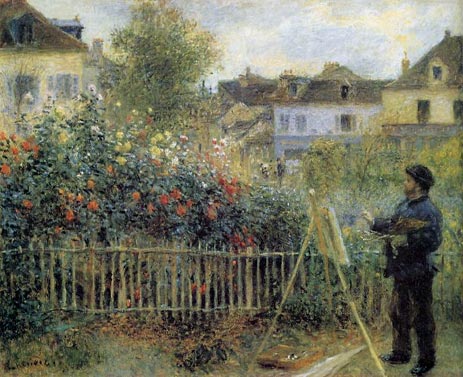 Claude Monet Painting in His Garden at Argenteuil, 1873 | Renoir | Gemälde Reproduktion