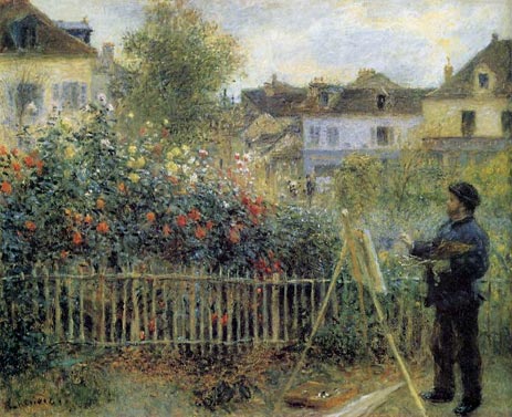 Claude Monet malt in seinem Garten in Argenteuil | Renoir | Gemälde Reproduktion