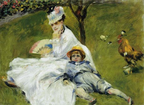 Camille Monet and Her Son Jean in the Garden, 1874 | Renoir | Painting Reproduction
