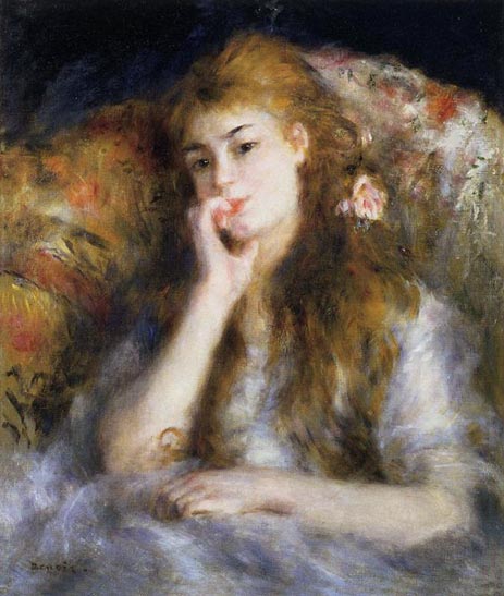 Young Woman Seated (The Thought), c.1876/77 | Renoir | Painting Reproduction