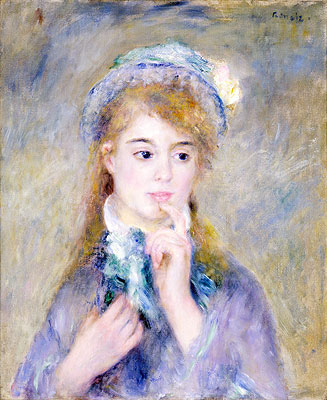 Porträt jungen Frau (l'ingenue), c.1876 | Renoir | Gemälde Reproduktion