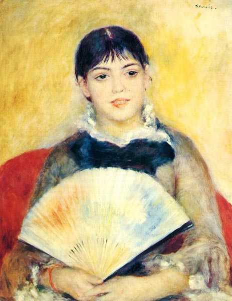 Girl with a Fan, 1881 | Renoir | Gemälde Reproduktion