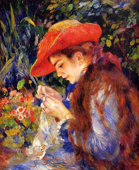 Mademoiselle Marie-Therese Durand-Ruel beim Nähen | Renoir | Gemälde Reproduktion
