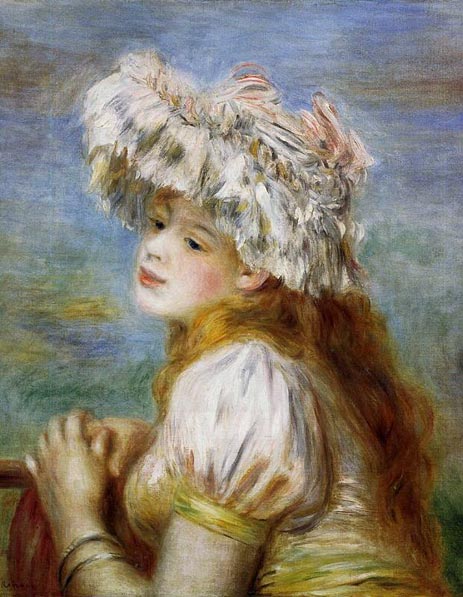 Junges Mädchen mit Spitzenhut | Renoir | Gemälde Reproduktion