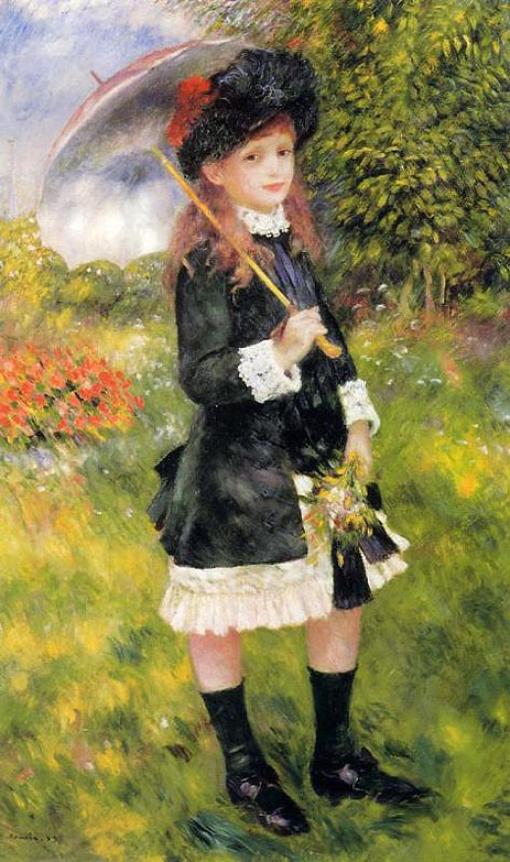 Girl with a Parasol (Aline Nunes), 1883 by Renoir | Painting Reproduction