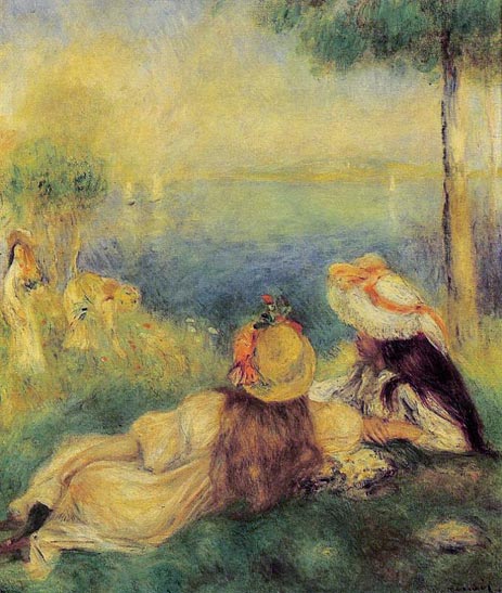 Young Girls at the Seaside, 1894 by Renoir | Painting Reproduction