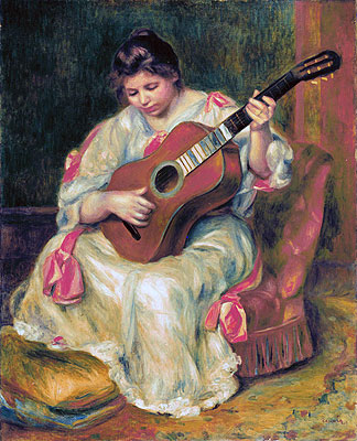 Frau, die Gitarre spielt | Renoir | Gemälde Reproduktion