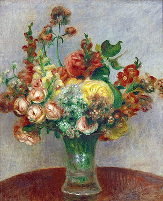 Flowers in a Vase, c.1898 by Renoir | Painting Reproduction
