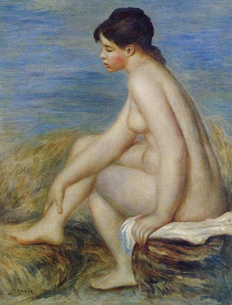 Seated Bather, 1882 by Renoir | Painting Reproduction