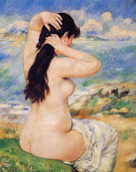 Bather Arranging Her Hair (Nude Fixing Her Hair), 1885 | Renoir | Painting Reproduction
