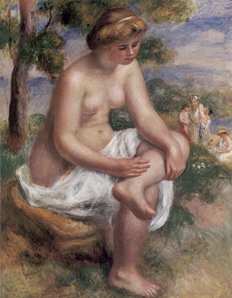 Seated Bather in a Landscape (Eurydice), c.1895/00 | Renoir | Painting Reproduction