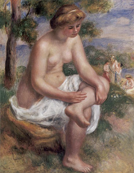 Seated Bather in a Landscape (Eurydice) | Renoir | Painting Reproduction