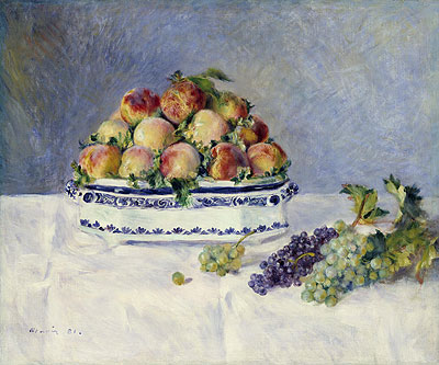 Still Life with Peaches and Grapes, 1881 | Renoir | Painting Reproduction