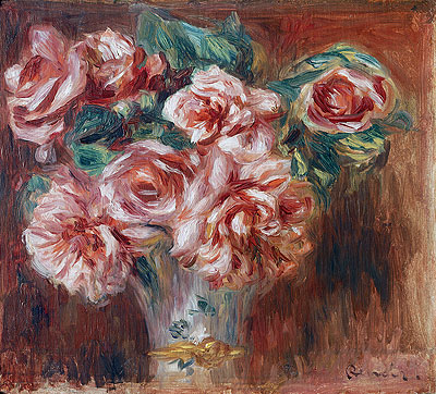 Roses in a Vase, 1910 | Renoir | Gemälde Reproduktion