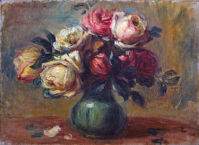 Roses in a Vase, c.1890 | Renoir | Painting Reproduction