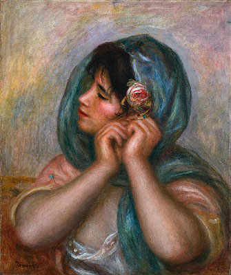Young Woman Arranging Her Earring, 1905 | Renoir | Gemälde Reproduktion