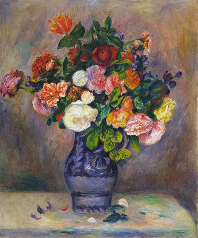 Flowers in a Vase, c.1880 by Renoir | Painting Reproduction