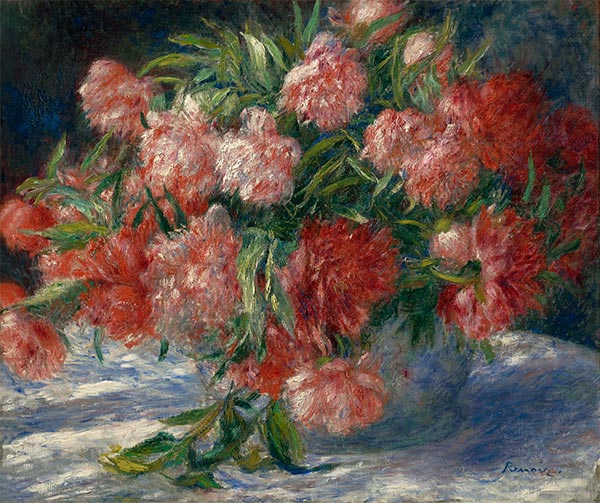 Peonies in a Vase, c.1880 | Renoir | Painting Reproduction