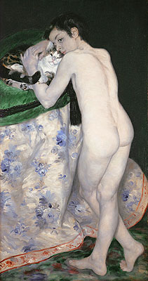 Ein Junge mit einer Katze, 1868 von Renoir | Gemälde-Reproduktion