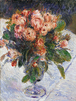Moss-Roses, c.1890 by Renoir | Painting Reproduction