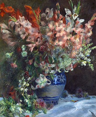 Gladioli in a Vase, c.1874/75 | Renoir | Gemälde Reproduktion